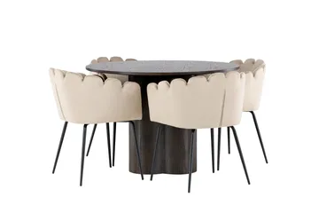 Olivia Matgrupp 110 cm Rund med 4 Limhamn stolar - Beige - Products - Möbler - Bord & matgrupp - Matgrupp