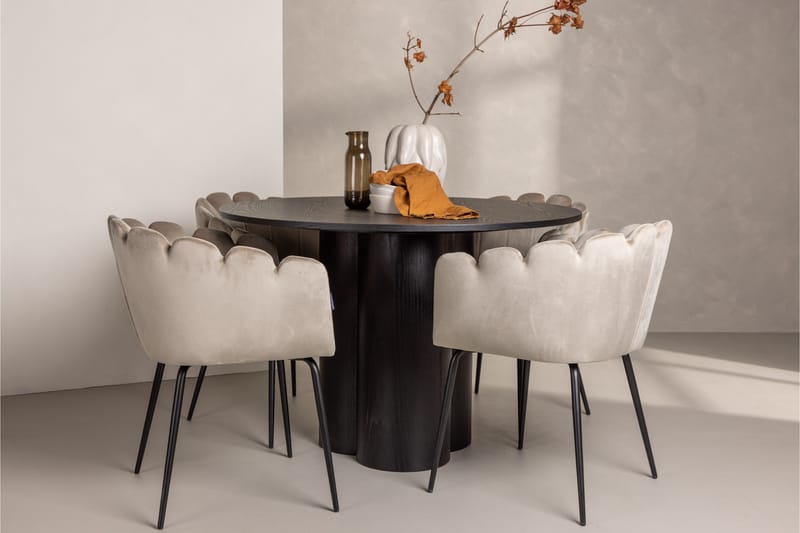 Olivia Matgrupp 110 cm Rund med 4 Limhamn Stolar - Beige - Products - Möbler - Bord & matgrupp - Matgrupp