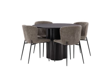 Olivia Matgrupp 110 cm Rund med 4 Modesto Stolar - Beige - Products - Möbler - Bord & matgrupp - Matgrupp