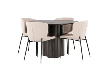 Olivia Matgrupp 110 cm Rund med 4 Modesto stolar - Mörkgrå - Products - Möbler - Bord & matgrupp - Matgrupp