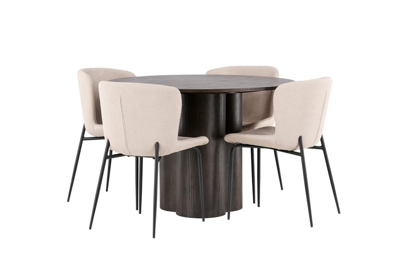 Olivia Matgrupp 110 cm Rund med 4 Modesto stolar - Mörkgrå - Products - Möbler - Bord & matgrupp - Matgrupp
