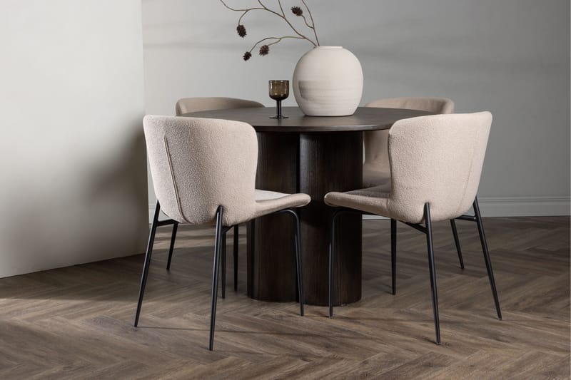 Olivia Matgrupp 110 cm Rund med 4 Modesto stolar - Mörkgrå - Products - Möbler - Bord & matgrupp - Matgrupp
