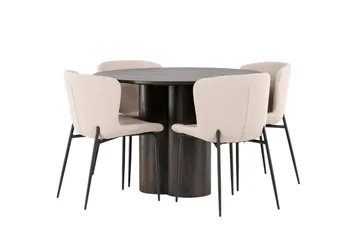 Olivia Matgrupp 110 cm Rund med 4 Modesto stolar - Mörkgrå - Products - Möbler - Bord & matgrupp - Matgrupp