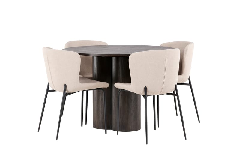 Olivia Matgrupp 110 cm Rund med 4 Modesto stolar - Mörkgrå - Products - Möbler - Bord & matgrupp - Matgrupp