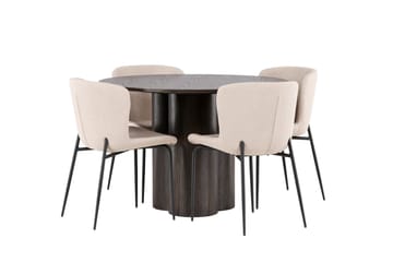 Olivia Matgrupp 110 cm Rund med 4 Modesto stolar - Mörkgrå - Products - Möbler - Bord & matgrupp - Matgrupp