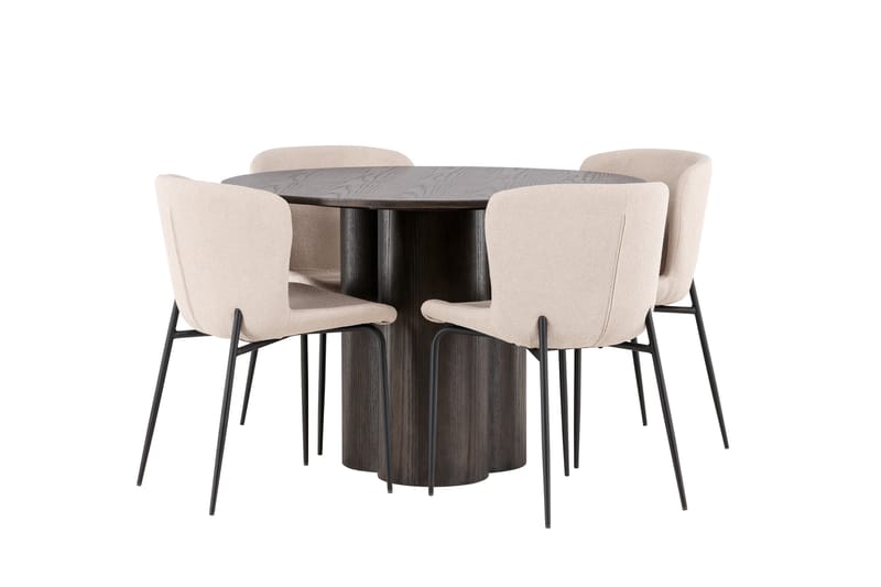 Olivia Matgrupp 110 cm Rund med 4 Modesto stolar - Mörkgrå - Products - Möbler - Bord & matgrupp - Matgrupp