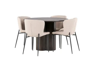 Olivia Matgrupp 110 cm Rund med 4 Modesto stolar - Mörkgrå - Products - Möbler - Bord & matgrupp - Matgrupp