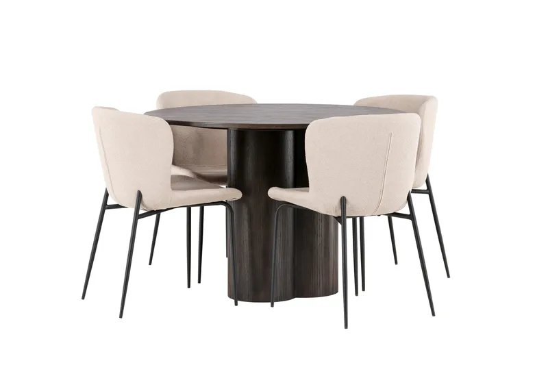 Olivia Matgrupp 110 cm Rund med 4 Modesto stolar - Mörkgrå - Products - Möbler - Bord & matgrupp - Matgrupp