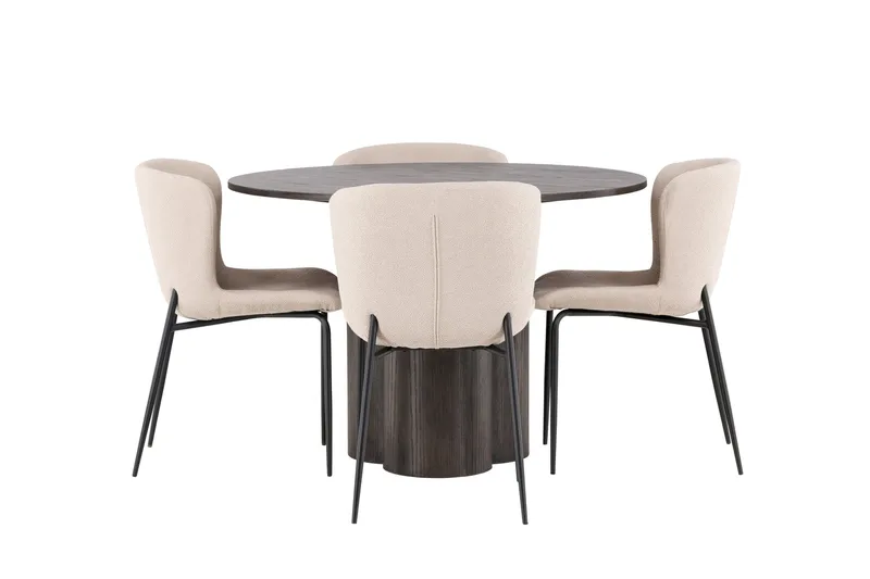 Olivia Matgrupp 110 cm Rund med 4 Modesto stolar - Mörkgrå - Products - Möbler - Bord & matgrupp - Matgrupp