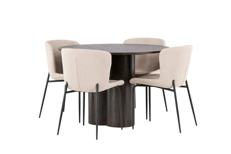 Olivia Matgrupp 110 cm Rund med 4 Modesto stolar - Mörkgrå - Products - Möbler - Bord & matgrupp - Matgrupp