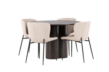 Olivia Matgrupp 110 cm Rund med 4 Modesto stolar - Mörkgrå - Products - Möbler - Bord & matgrupp - Matgrupp