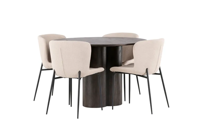 Olivia Matgrupp 110 cm Rund med 4 Modesto stolar - Mörkgrå - Products - Möbler - Bord & matgrupp - Matgrupp