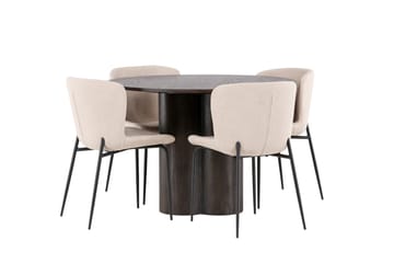 Olivia Matgrupp 110 cm Rund med 4 Modesto stolar - Mörkgrå - Products - Möbler - Bord & matgrupp - Matgrupp
