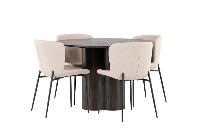 Olivia Matgrupp 110 cm Rund med 4 Modesto stolar - Mörkgrå - Products - Möbler - Bord & matgrupp - Matgrupp