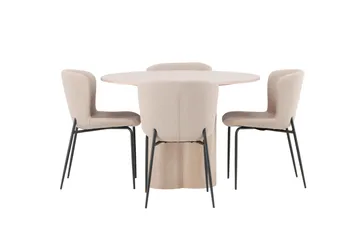 Olivia Matgrupp 110 cm Rund med 4 Modesto stolar - Whitewash - Products - Möbler - Bord & matgrupp - Matgrupp