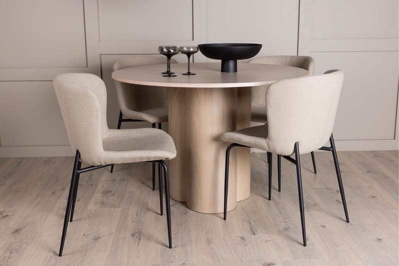 Olivia Matgrupp 110 cm Rund med 4 Modesto stolar - Whitewash - Products - Möbler - Bord & matgrupp - Matgrupp