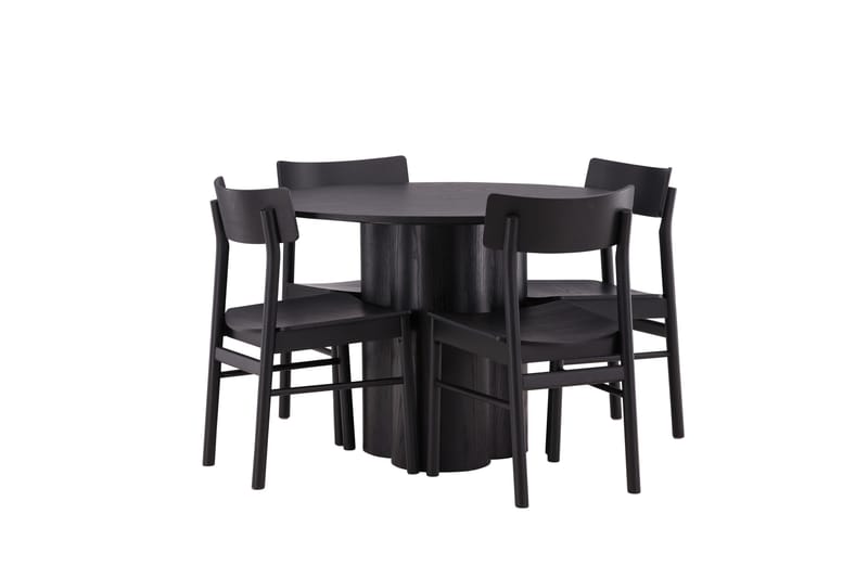 Olivia Matgrupp 110 cm Rund med 4 Montros Stolar - Svart - Products - Möbler - Bord & matgrupp - Matgrupp