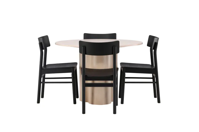 Olivia Matgrupp 110 cm Rund med 4 Montros stolar, Whitewash