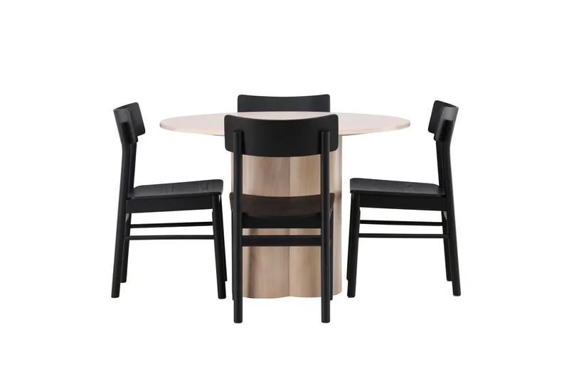 Olivia Matgrupp 110 cm Rund med 4 Montros stolar - Whitewash - Products - Möbler - Bord & matgrupp - Matgrupp