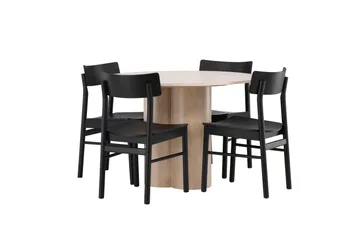 Olivia Matgrupp 110 cm Rund med 4 Montros stolar - Whitewash - Products - Möbler - Bord & matgrupp - Matgrupp