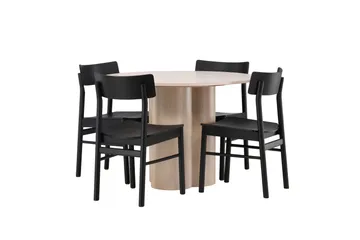 Olivia Matgrupp 110 cm Rund med 4 Montros stolar - Whitewash - Products - Möbler - Bord & matgrupp - Matgrupp