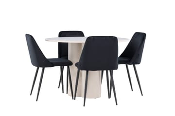 Olivia Matgrupp 110 cm Rund med 4 Night stolar - Beige/Svart - Products - Möbler - Bord & matgrupp - Matgrupp