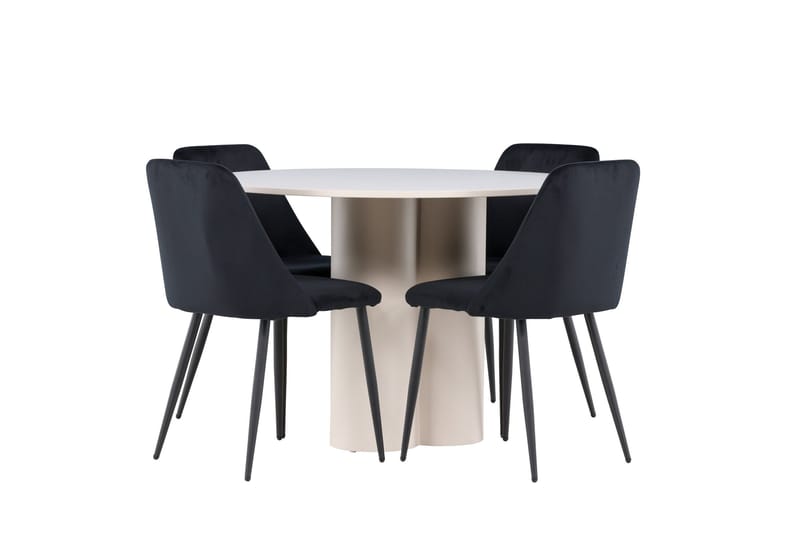 Olivia Matgrupp 110 cm Rund med 4 Night stolar - Beige/Svart - Products - Möbler - Bord & matgrupp - Matgrupp