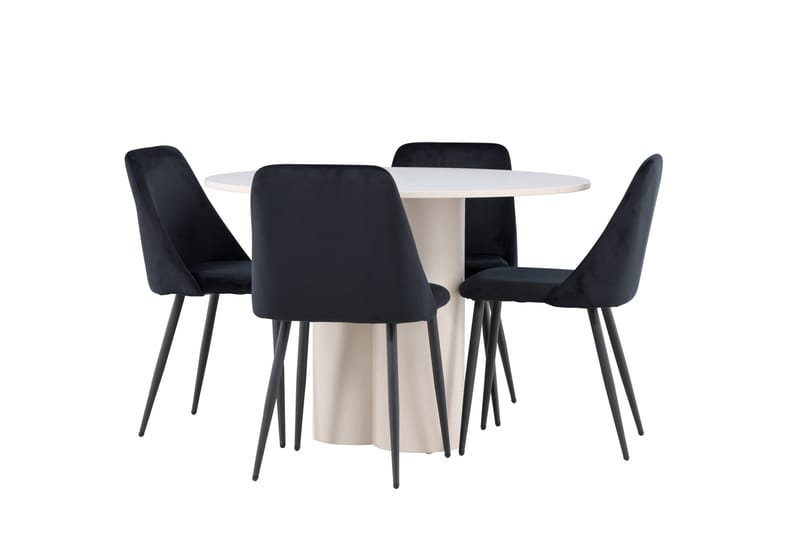 Olivia Matgrupp 110 cm Rund med 4 Night stolar - Beige/Svart - Products - Möbler - Bord & matgrupp - Matgrupp