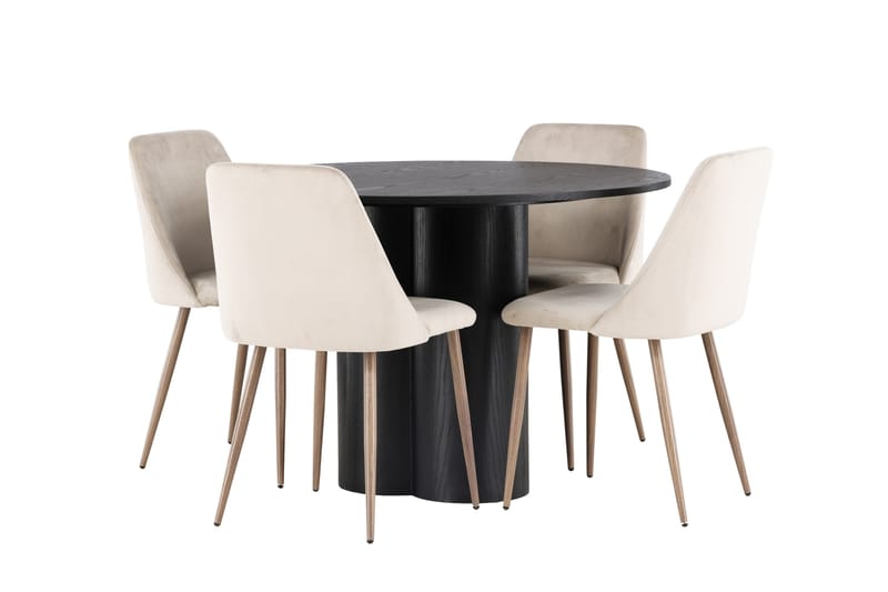Olivia Matgrupp 110 cm Rund med 4 Night Stolar - Svart - Products - Möbler - Bord & matgrupp - Matgrupp