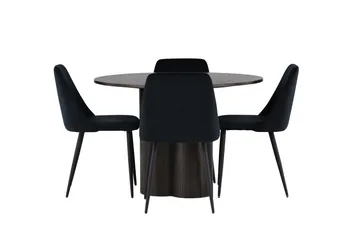 Olivia Matgrupp 110 cm Rund med 4 Night stolar - Svart - Products - Möbler - Bord & matgrupp - Matgrupp