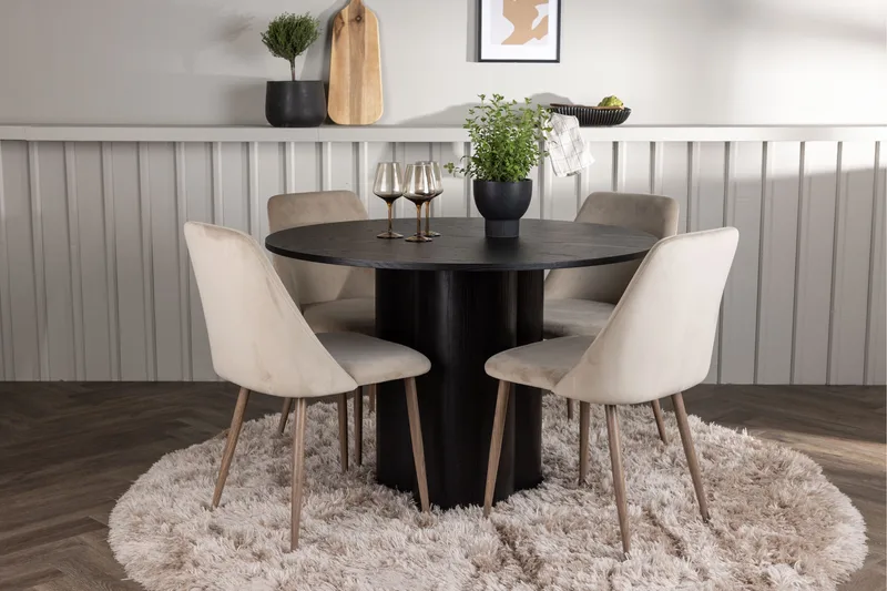 Olivia Matgrupp 110 cm Rund med 4 Night Stolar - Svart - Products - Möbler - Bord & matgrupp - Matgrupp