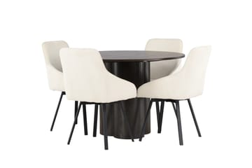 Olivia Matgrupp 110 cm Rund med 4 Rosie stolar - Beige - Products - Möbler - Bord & matgrupp - Matgrupp