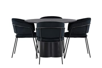 Olivia Matgrupp 110 cm Rund med 4 Selma Stolar - Svart - Products - Möbler - Bord & matgrupp - Matgrupp