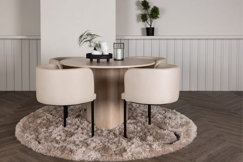 Olivia Matgrupp 110 cm Rund med 4 Simrishamn stolar - Whitewash - Products - Möbler - Bord & matgrupp - Matgrupp