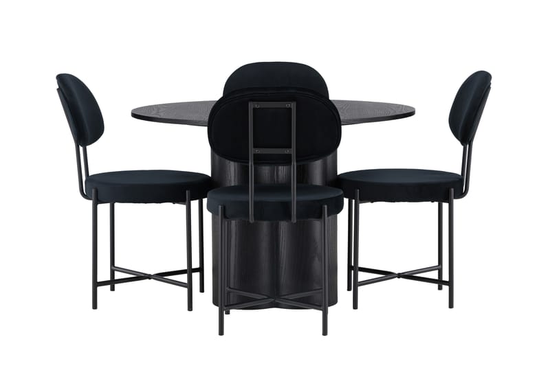 Olivia Matgrupp 110 cm Rund med 4 Stella Stolar, Svart