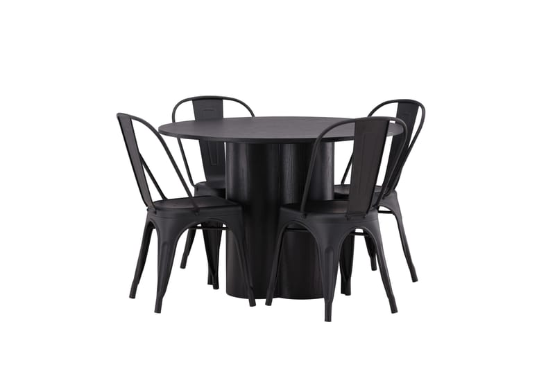 Olivia Matgrupp 110 cm Rund med 4 Tempe Stolar - Svart - Products - Möbler - Bord & matgrupp - Matgrupp