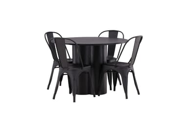 Olivia Matgrupp 110 cm Rund med 4 Tempe Stolar - Svart - Products - Möbler - Bord & matgrupp - Matgrupp