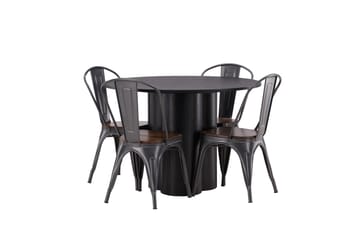 Olivia Matgrupp 110 cm Rund med 4 Tempe Stolar - Svart - Products - Möbler - Bord & matgrupp - Matgrupp
