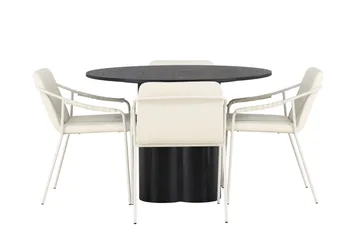 Olivia Matgrupp 110 cm Rund med 4 Tvist Stolar - Beige - Products - Möbler - Bord & matgrupp - Matgrupp