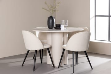 Olivia Matgrupp 110 cm Rund med 4 Velvet stolar - Beige/Beige - Products - Möbler - Bord & matgrupp - Matgrupp
