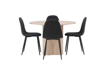 Olivia Matgrupp 110 cm Rund med 4 Polar stolar - Whitewash - Products - Möbler - Bord & matgrupp - Matgrupp