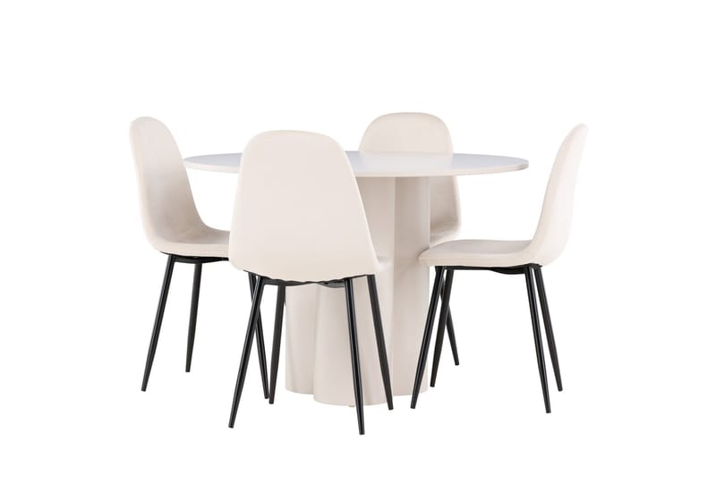 Olivia Matgrupp 110 cm Rund med 4 Polar stolar - Beige/Beige - Products - Möbler - Bord & matgrupp - Matgrupp