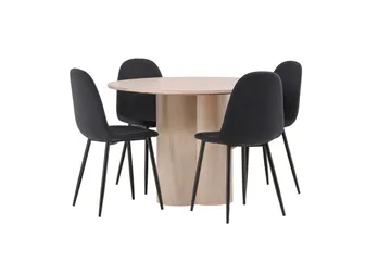 Olivia Matgrupp 110 cm Rund med 4 Polar stolar - Whitewash - Products - Möbler - Bord & matgrupp - Matgrupp