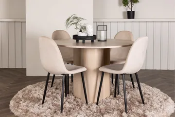 Olivia Matgrupp 110 cm Rund med 4 Polar stolar - Whitewash - Products - Möbler - Bord & matgrupp - Matgrupp