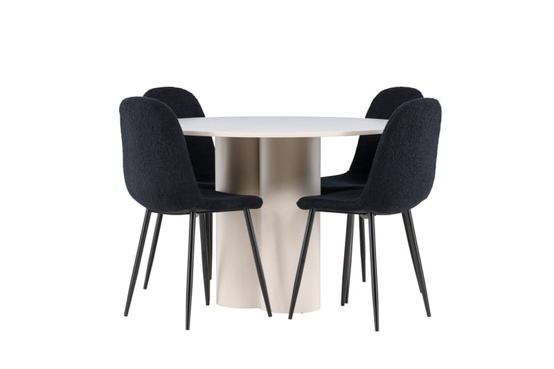 Olivia Matgrupp 110 cm Rund med 4 Polar stolar - Beige/Svart - Products - Möbler - Bord & matgrupp - Matgrupp