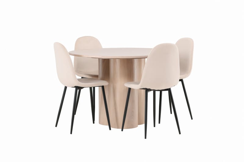 Olivia Matgrupp 110 cm Rund med 4 Polar stolar - Whitewash - Products - Möbler - Bord & matgrupp - Matgrupp