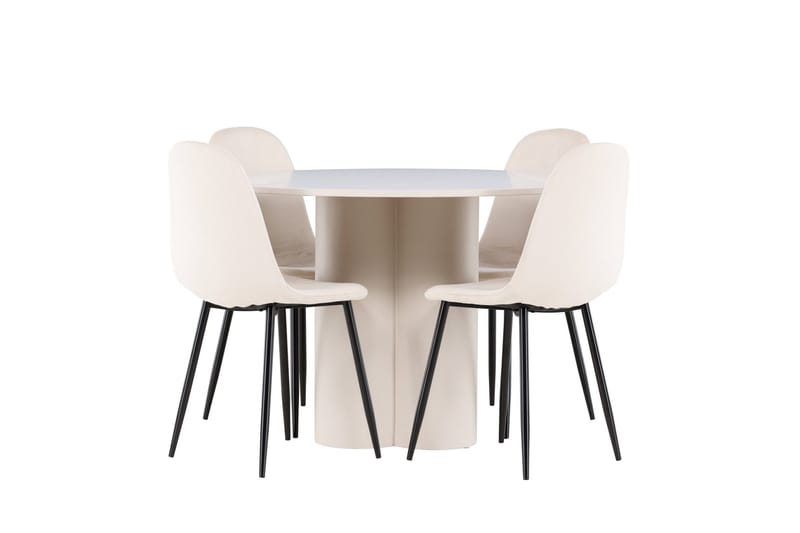 Olivia Matgrupp 110 cm Rund med 4 Polar stolar - Beige/Beige - Products - Möbler - Bord & matgrupp - Matgrupp