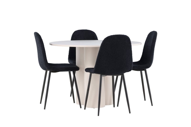Olivia Matgrupp 110 cm Rund med 4 Polar stolar - Beige/Svart - Products - Möbler - Bord & matgrupp - Matgrupp