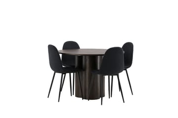 Olivia Matgrupp 110 cm Rund med 4 Polar stolar - Svart - Products - Möbler - Bord & matgrupp - Matgrupp