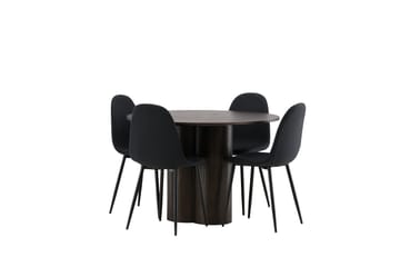 Olivia Matgrupp 110 cm Rund med 4 Polar stolar - Svart - Products - Möbler - Bord & matgrupp - Matgrupp